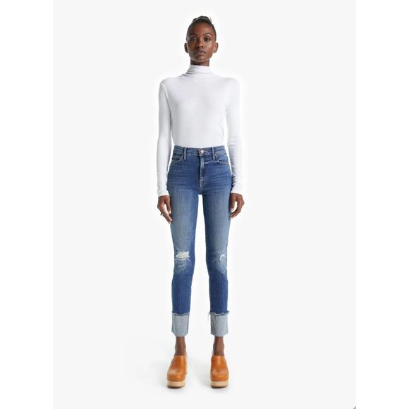 MOTHER Denim The Insider Crop Step Chew Jeans in Dancing on Coals size 25 New - Picture 1 of 12